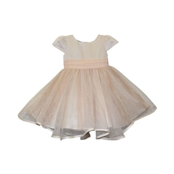 Blueberi Boulevard Baby Girls Fit-and-Flare Satin and Tulle Dress - Champagne Si - Picture 1 of 3